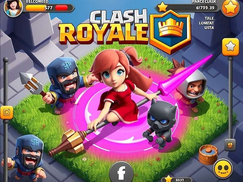 Clash Royale gameplay screenshot showing cards and arena