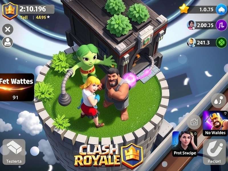 Clash Royale gameplay screenshot showing cards and arena