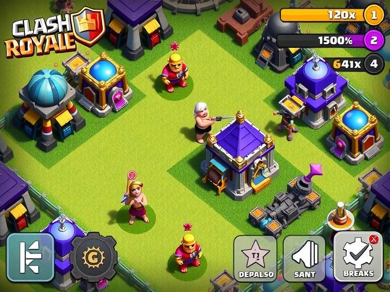 Clash Royale gameplay showing intense battle with multiple cards