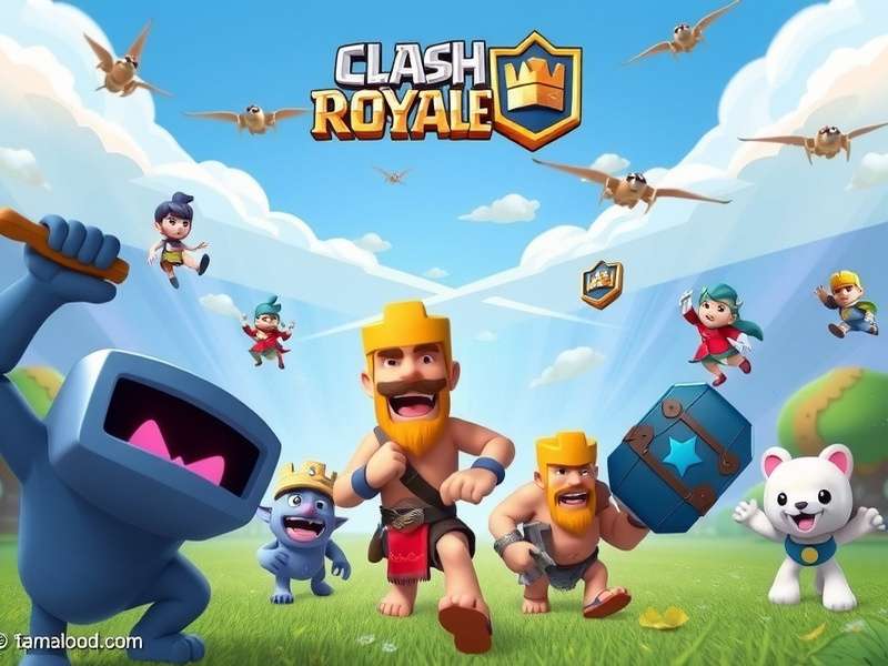 Clash Royale Free Online arena battle screenshot with towers and troops